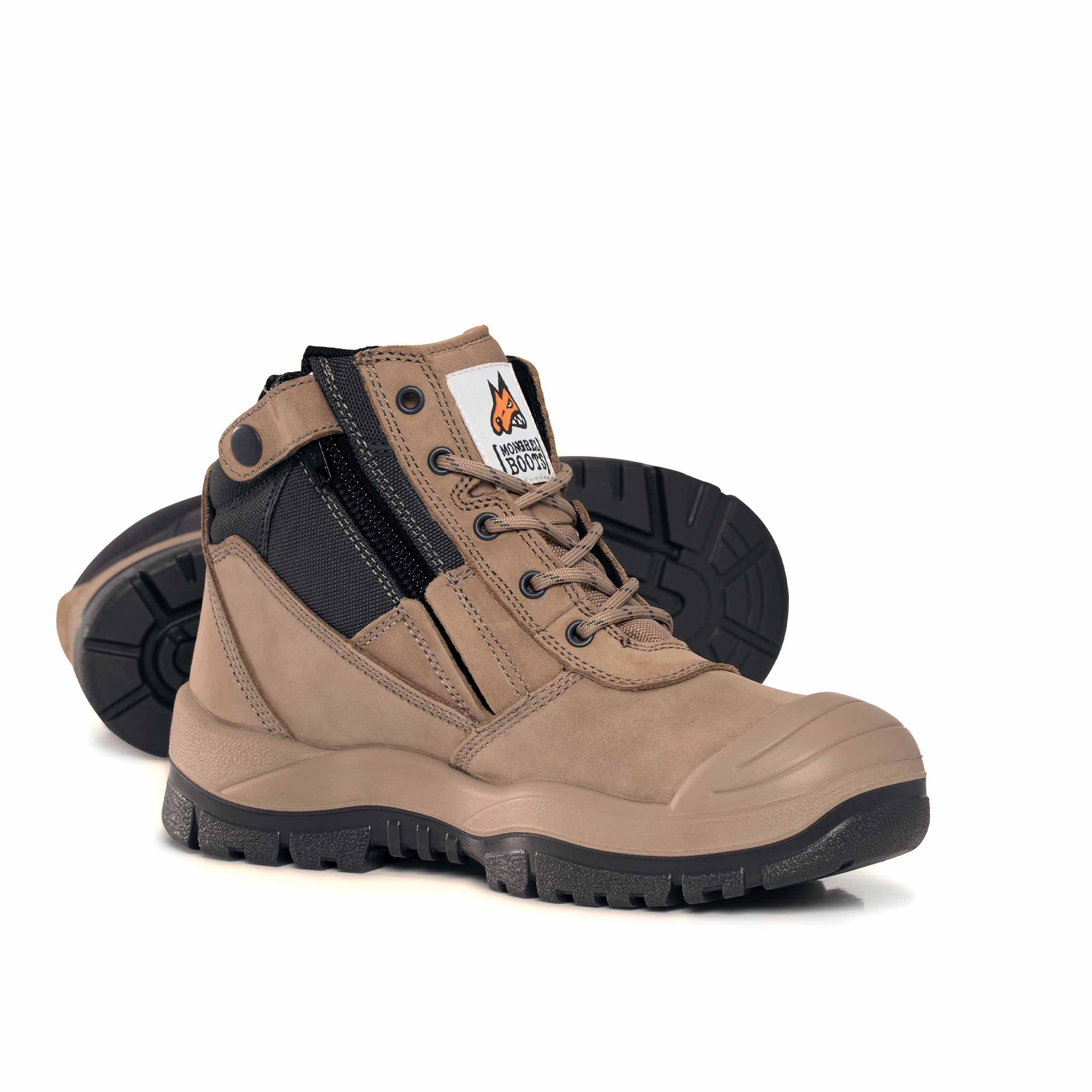 MONGREL - 461060 Zip Side  Steel Cap boot Stone with Bump cap